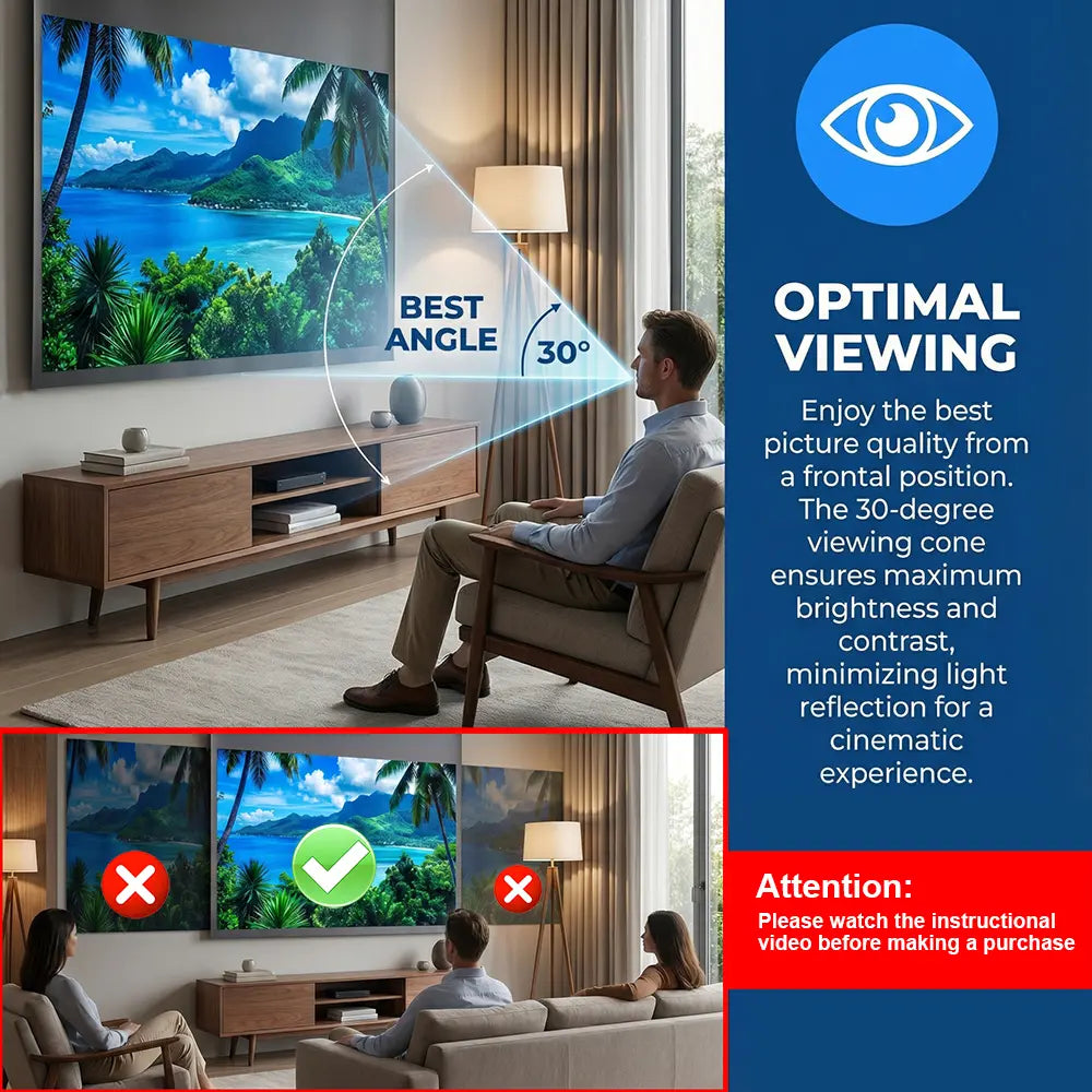 100-Inch 4K UHD Anti-Light Foldable Portable Projector Screen for Home Theater, Office, Classroom, and Outdoor Movie Projection - Optimal Clarity with Front View Design