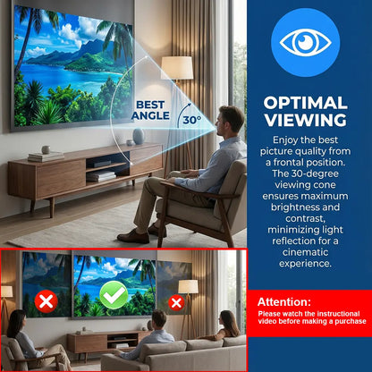 100-Inch 4K UHD Anti-Light Foldable Portable Projector Screen for Home Theater, Office, Classroom, and Outdoor Movie Projection - Optimal Clarity with Front View Design