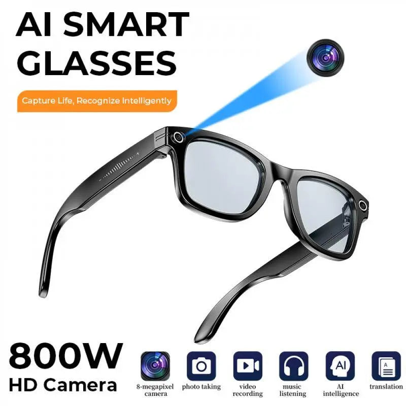 AI-Enhanced Smart Glasses with 8MP Camera and 1080P Video, Open-Ear Audio, Photo Recognition, Lightweight Design, and Photochromic Lenses for Men and Women