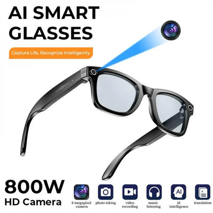 AI-Enhanced Smart Glasses with 8MP Camera and 1080P Video, Open-Ear Audio, Photo Recognition, Lightweight Design, and Photochromic Lenses for Men and Women