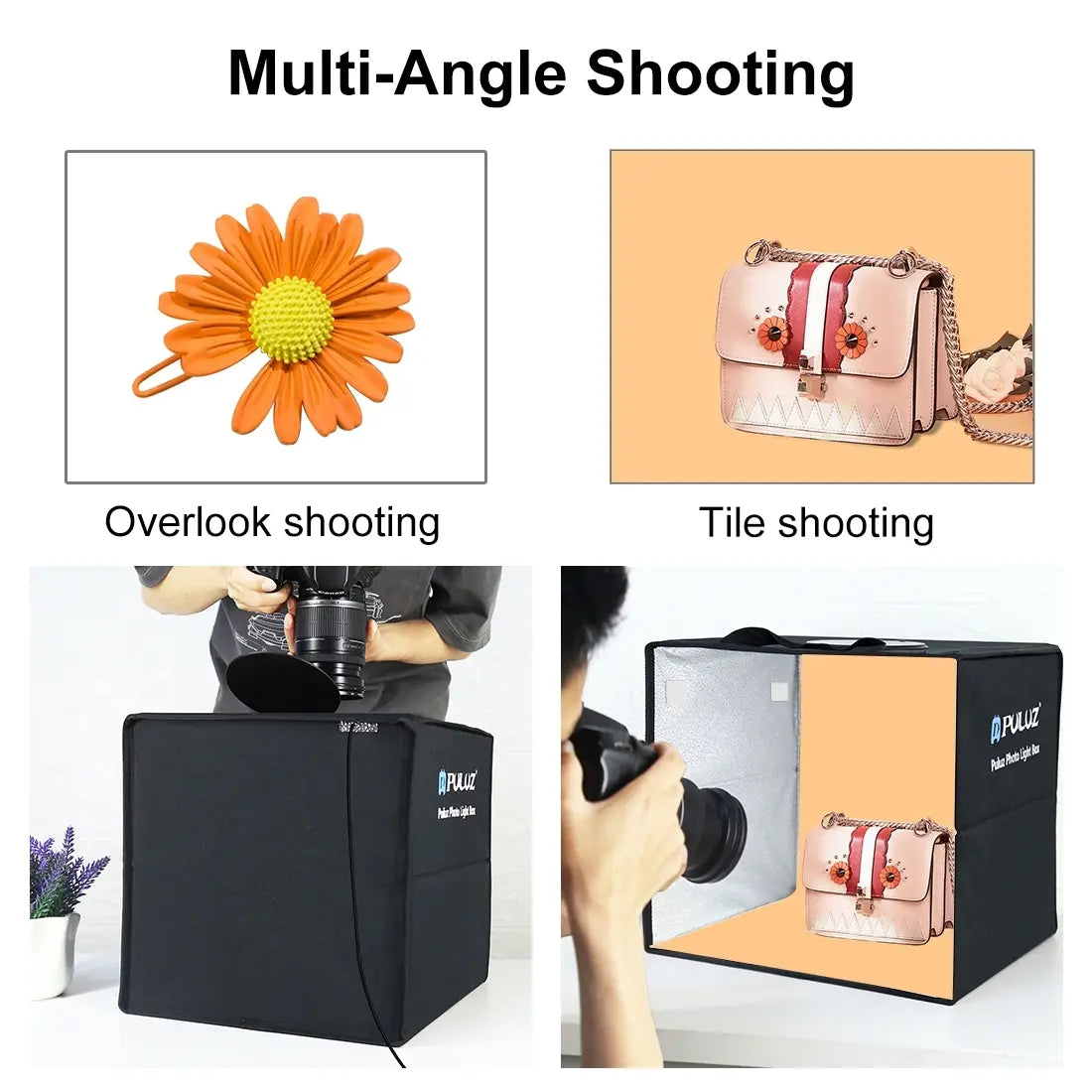 PULUZ Portable Folding Studio (30x30x30 cm) with High Definition 97+ CRI LED Ring Light for Camera and Smartphone Photography