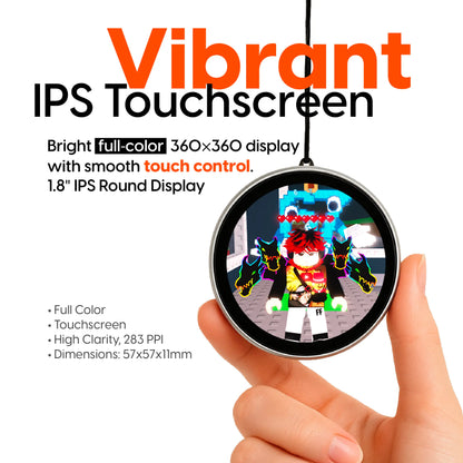 Beambox Customizable Smart Digital Display Badge with IPS Touchscreen, Bluetooth Connectivity, Photo and GIF Upload, 6-Hour Battery Life, AI-Generated Images, 360x360 Resolution for Personal Expression and Fashion