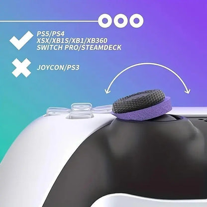 Precision Rings Thumbstick Aim Enhancement Kit for PlayStation 5 Controllers | Purple-Black Silicone Rubber Thumbsticks | 6-Piece Joystick Precision Rings for FPS Gaming