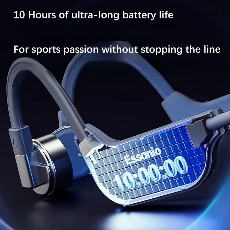 ESSONIO-K9 3-in-1 Waterproof Bluetooth Headset with Bone Conduction Technology, 32GB Memory, and Ultra-Long Battery Life for Swimming and Sports - Titanium Silver Gray