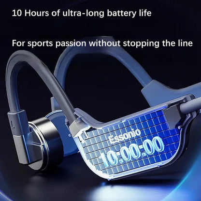 ESSONIO-K9 3-in-1 Waterproof Bluetooth Headset with Bone Conduction Technology, 32GB Memory, and Ultra-Long Battery Life for Swimming and Sports - Titanium Silver Gray