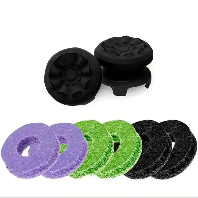 Precision Rings Thumbstick Aim Enhancement Kit for PlayStation 5 Controllers | Purple-Black Silicone Rubber Thumbsticks | 6-Piece Joystick Precision Rings for FPS Gaming