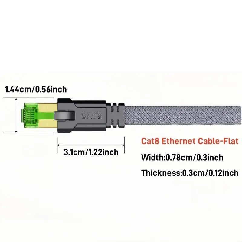 MIZIQIER Cat 8 Ethernet Cable - High-Speed Braided Network Cord, 40Gbps, 2000MHz Bandwidth, Shielded RJ45 LAN Cable for Gaming PCs, PS5, Xbox, Modems, and Routers - Various Lengths Available