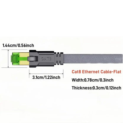 MIZIQIER Cat 8 Ethernet Cable - High-Speed Braided Network Cord, 40Gbps, 2000MHz Bandwidth, Shielded RJ45 LAN Cable for Gaming PCs, PS5, Xbox, Modems, and Routers - Various Lengths Available