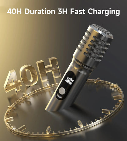 Professional Wireless Microphone System with One-to-One Chip Connection, Rechargeable Receiver, 40 Hours Battery Life, 200FT Range, Low Latency, Durable Metal Construction for Vocal Performance - Summerwins