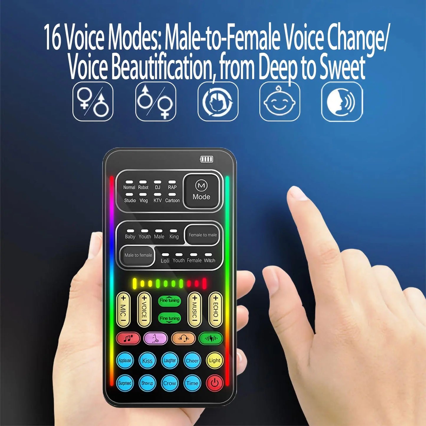 I9 Real-Time Voice Changer with Sound Card - 8 Voice Effects and Complete Accessories (Mini Microphone, Monitor Earphones, Adapters), Plug & Play, Compatible with PC, PS5, Xbox, Switch, Android, and iOS