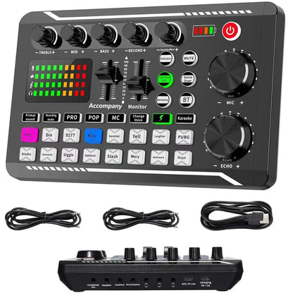 Professional Live Sound Card Audio Interface with DJ Mixer Effects and Voice Changer for Podcast Production and Streaming (Not Compatible with XBOX)