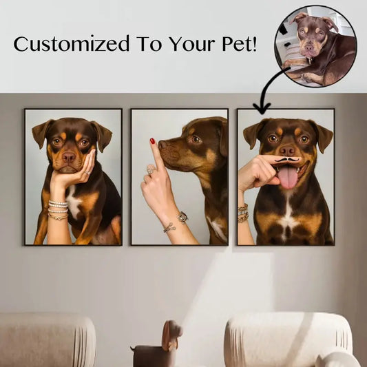 Personalized Digital and Printed Fashion Pet Portraits - Custom Artwork for Dog and Cat Memorials on Durable, Dust-Resistant Canvas or Photo Wall Decor for Home and Office Gift Ideas