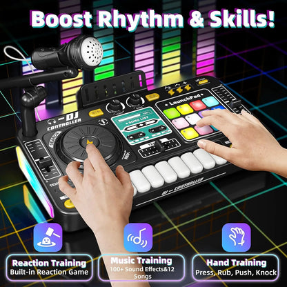 Multifunctional Digital DJ Controller with Microphone and Piano Keys - Educational Music Toy for Kids, Ideal for Home Entertainment