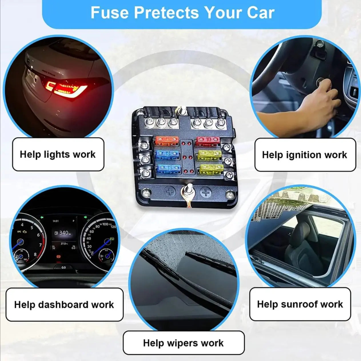 Car Fuse Kit, Car Fuse Circuit Detection Pen Tool, Multipurpose Car Blade Fuse Set with Box Clip Combination, Professional Car Repair Tool, Car Circuit Tester, Automotive Circuit Tester