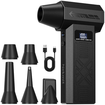 Nekmit High-Performance Compressed Air Duster - 150,000 RPM Electric Mini Blower with 4 Adjustable Speed Settings and Fast Charging, Ideal for Computers, Keyboards, Home, Outdoor, and Automotive Cleaning
