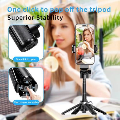 2026 5-in-1 Mini Wireless Selfie Stick - 360° Rotatable, Compact Design, Bluetooth-Controlled, 21.2-Inch Telescopic, Versatile Handheld Stabilizer, Phone Stand, and Tripod for Mobile Vlogging by Summerwins