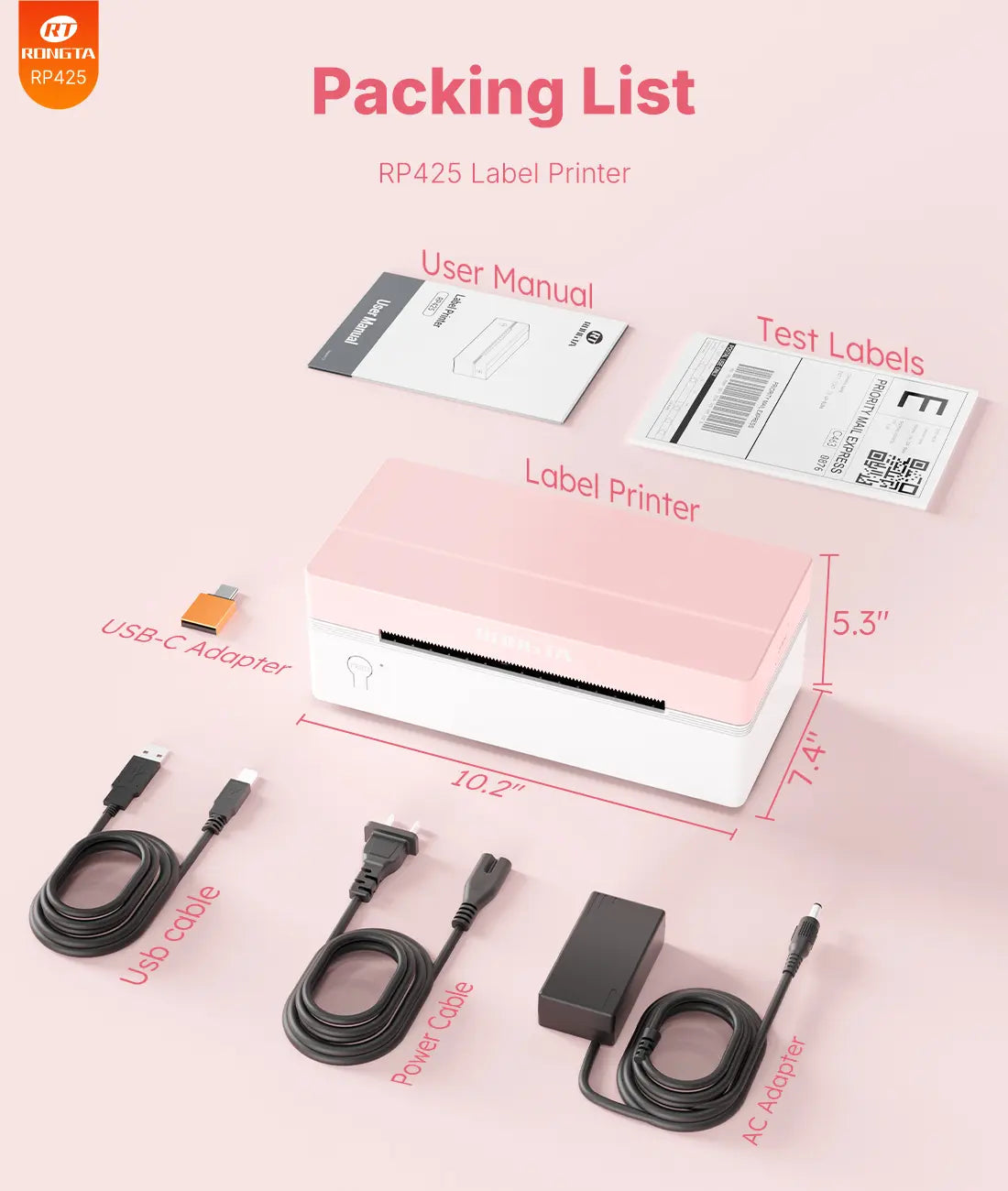 RT Bluetooth Wireless Thermal Label Printer - Compatible with iOS, Android, Windows, Mac, and Chromebook for Efficient Label Printing on Etsy, eBay, Shopify, and USPS
