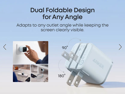 Anker 45W Fast Charging USB-C Charger with LED Display for iPhone 15/16/17 Series and MacBook - Compact and Safe Power Adapter for Apple Devices, Ideal for Father's Day Gifts