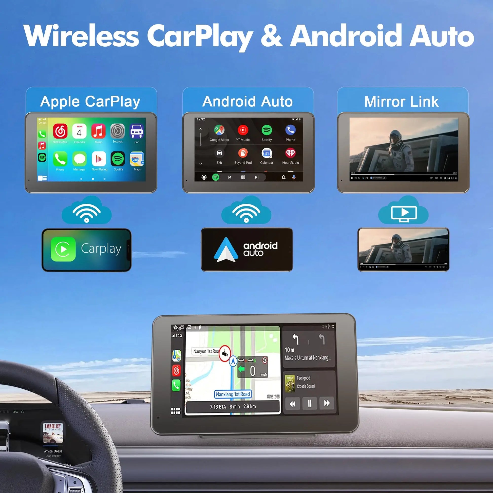 PASLDA 2026 Father's Day Gift - Enhanced Wireless CarPlay Screen for Android and iPhone: The Premier Portable CarPlay Adapter for Effortless In-Car Entertainment