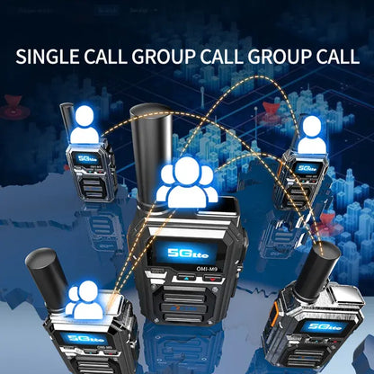 M9 Global Walkie Talkie - 2 Pack with SIM Card, Unlimited Range, 6800mAh Battery, AES256 Encryption, Zinc Alloy Construction, IP54 Rating, and Noise Reduction Technology
