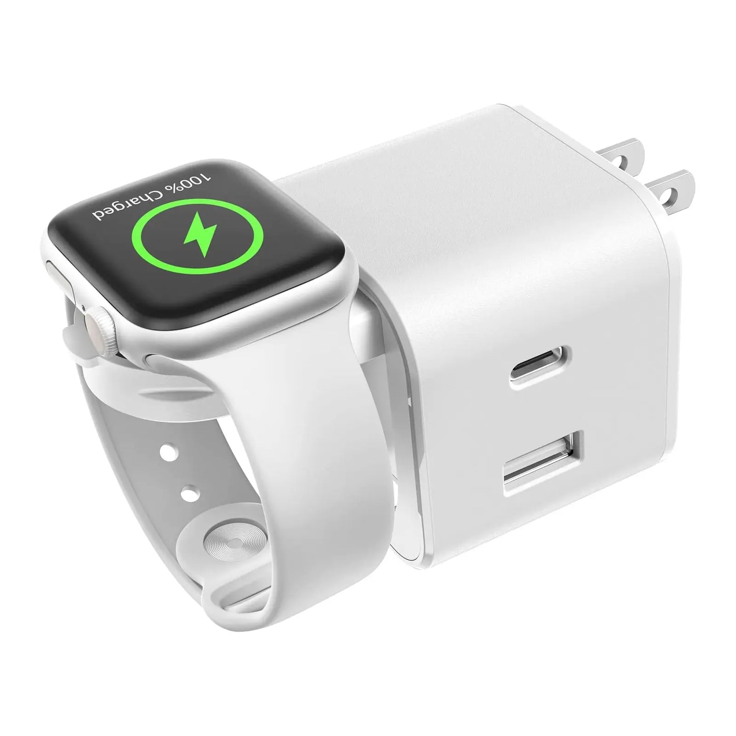 36W Apple Charging Block with Integrated Watch Charger, Foldable PD Fast Charger with Dual Ports, Compatible with iPhone, Apple Watch, and AirPods