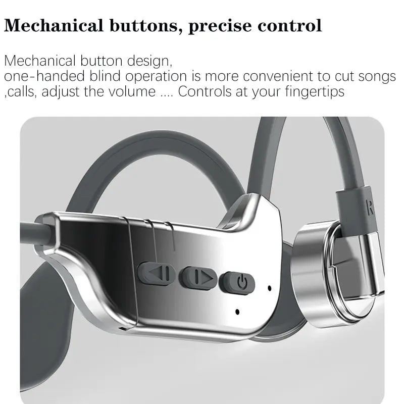 ESSONIO-K9 3-in-1 Waterproof Bluetooth Headset with Bone Conduction Technology, 32GB Memory, and Ultra-Long Battery Life for Swimming and Sports - Titanium Silver Gray