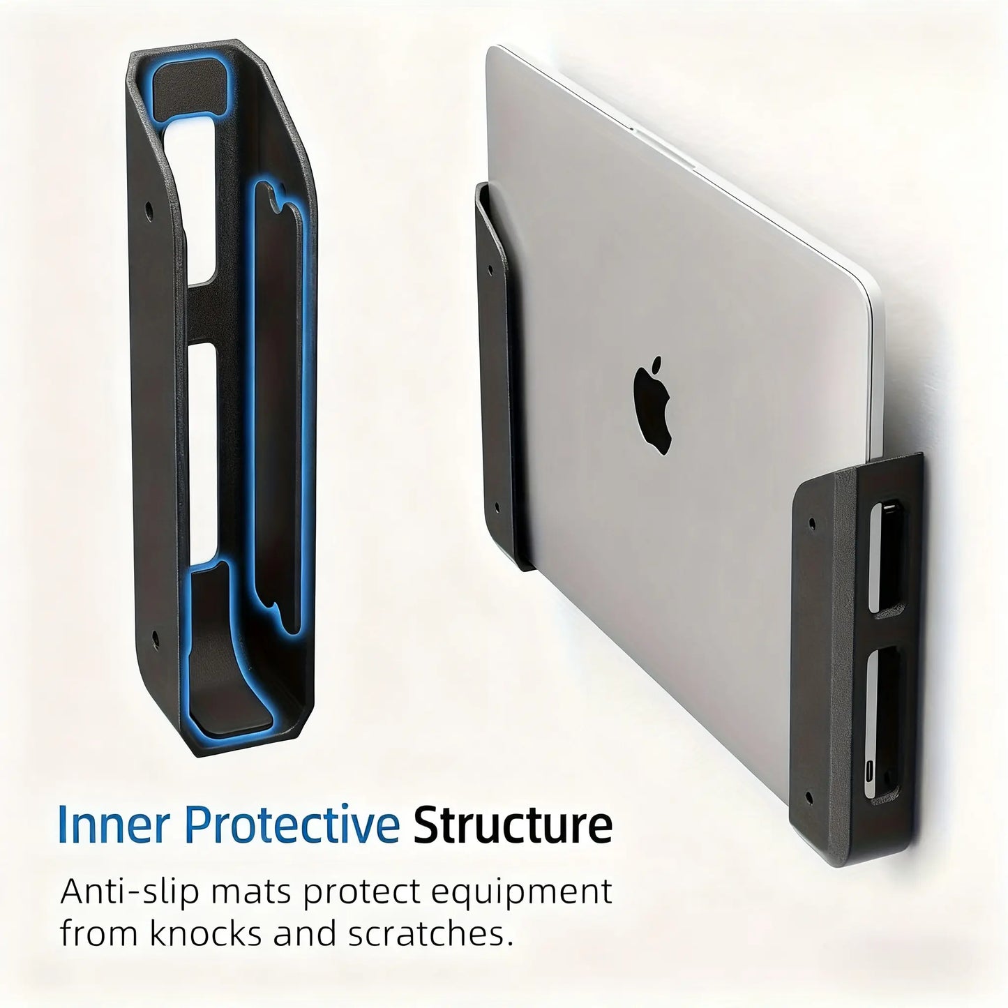 Under-Desk Laptop Mount Holder with Adhesive and Screws, 1.1"/28mm Thickness, Anti-Scratch Pads, Universal Compatibility for MacBooks, Surface Devices, Keyboards, Tablets, Switch, and More