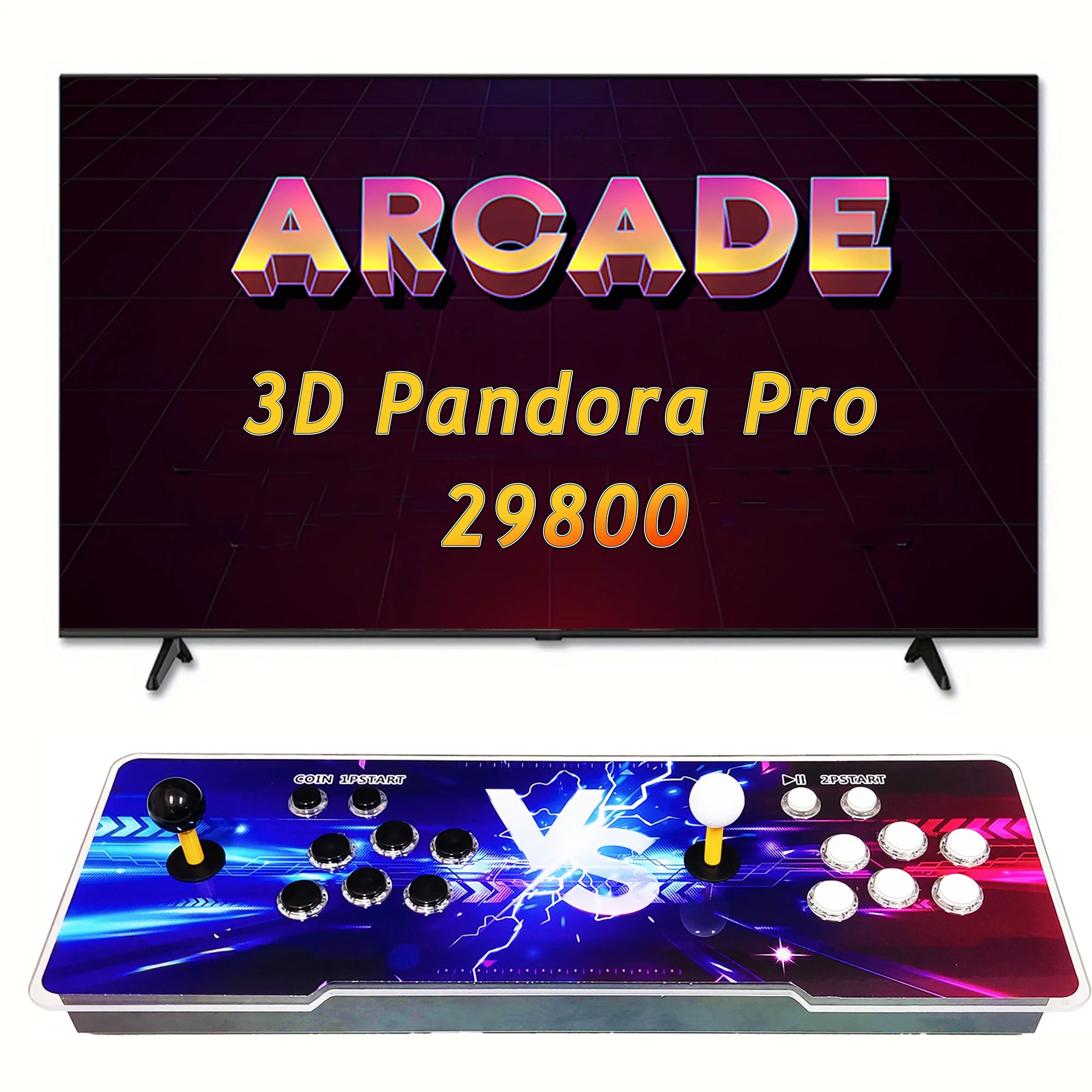 Pandora Box Retro Arcade Console - 29,800 Games, Dual HDMI Output for HD TV, Projector, and PC, 3D Game Support for 1 to 4 Players, Features Save, Pause, Favorites, and Game Management