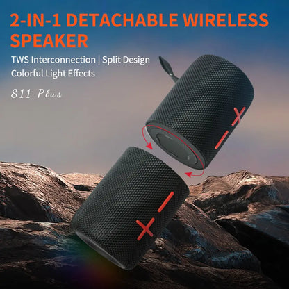 CYBORIS S11 Plus/S11 2-in-1 Bluetooth Speaker - 40W/20W High Volume Stereo, IPX6 Waterproof, 24 Hours Playtime, Bluetooth V5.3 Connectivity for Smartphones and More, Premium Audio Subwoofers