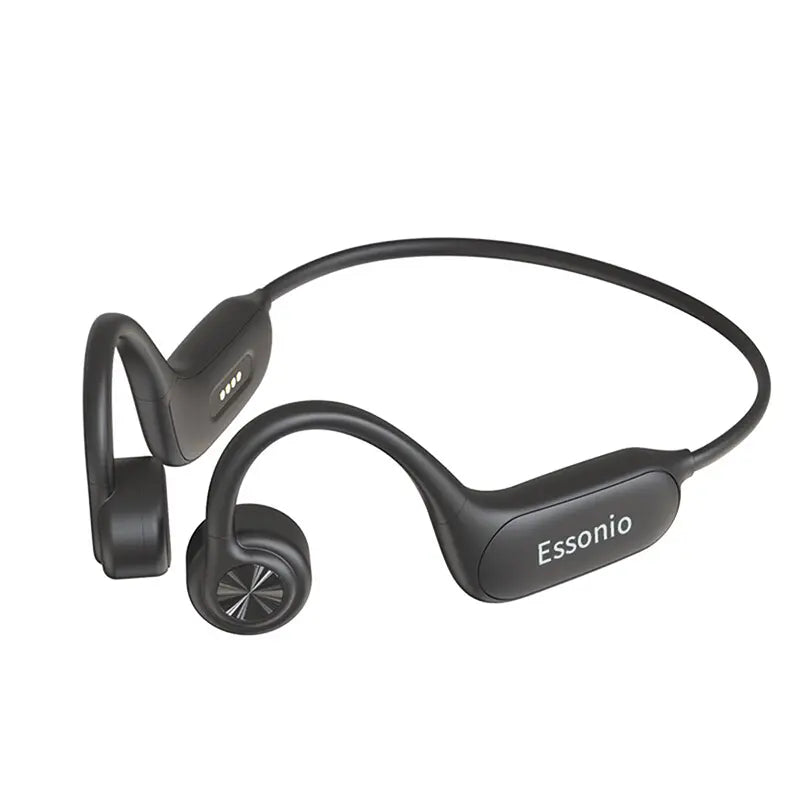 ESSONIO-P8 Bone Conduction Bluetooth Headset - Wireless Hanging Ear Design, IPX8 Waterproof, 32GB Memory, Ideal for Night Running and Swimming Fitness, Durable Audio Earbud in Black