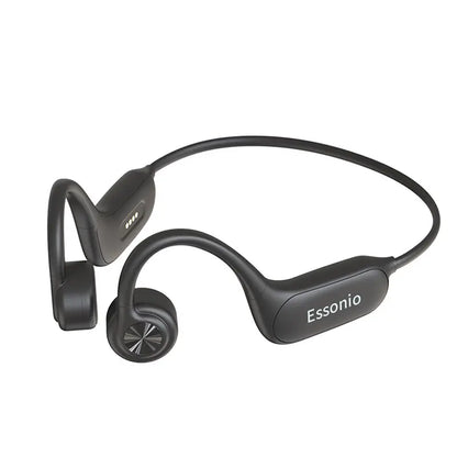 ESSONIO-P8 Bone Conduction Bluetooth Headset - Wireless Hanging Ear Design, IPX8 Waterproof, 32GB Memory, Ideal for Night Running and Swimming Fitness, Durable Audio Earbud in Black