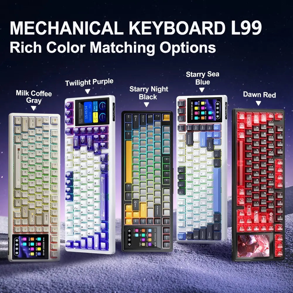 Aula L99 Tri-Mode Mechanical Wireless Gaming Keyboard - 84 Keys with Display, RGB Lighting, Hot Swappable Switches, High Battery Capacity, Compatible with Windows, Mac, and iOS