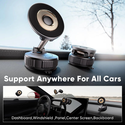 Universal Magnetic Car Phone Mount, Foldable 360° Vacuum Suction Cup Holder for Dashboard, Hands-Free Gym & Mirror Wall Mount Fits Iphone 17 16 15 & Android All Cars