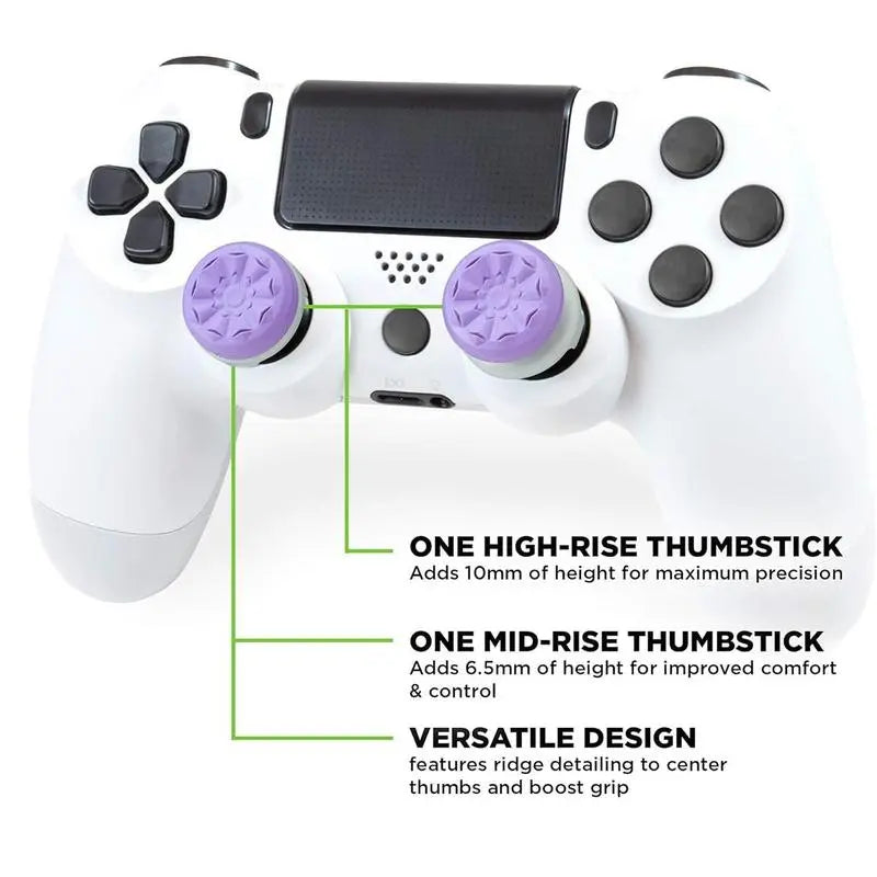 Precision Aim Boost Thumbstick Accessory Kit for PlayStation 5 and PlayStation 4 Controllers | Purple-Black Silicone Rubber Precision Rings (6 Pieces)