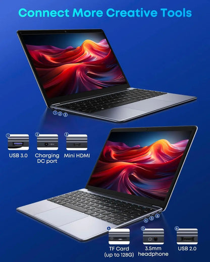 CHUWI Herobook Pro 14.1" Laptop - Intel Celeron N4020, 8GB RAM, 256GB SSD, Expandable to 1TB, Windows 11, 2K FHD IPS Display, Ultra Slim Design, Mini HDMI, 5G WiFi, USB 3.0, Webcam, TF Card Slot