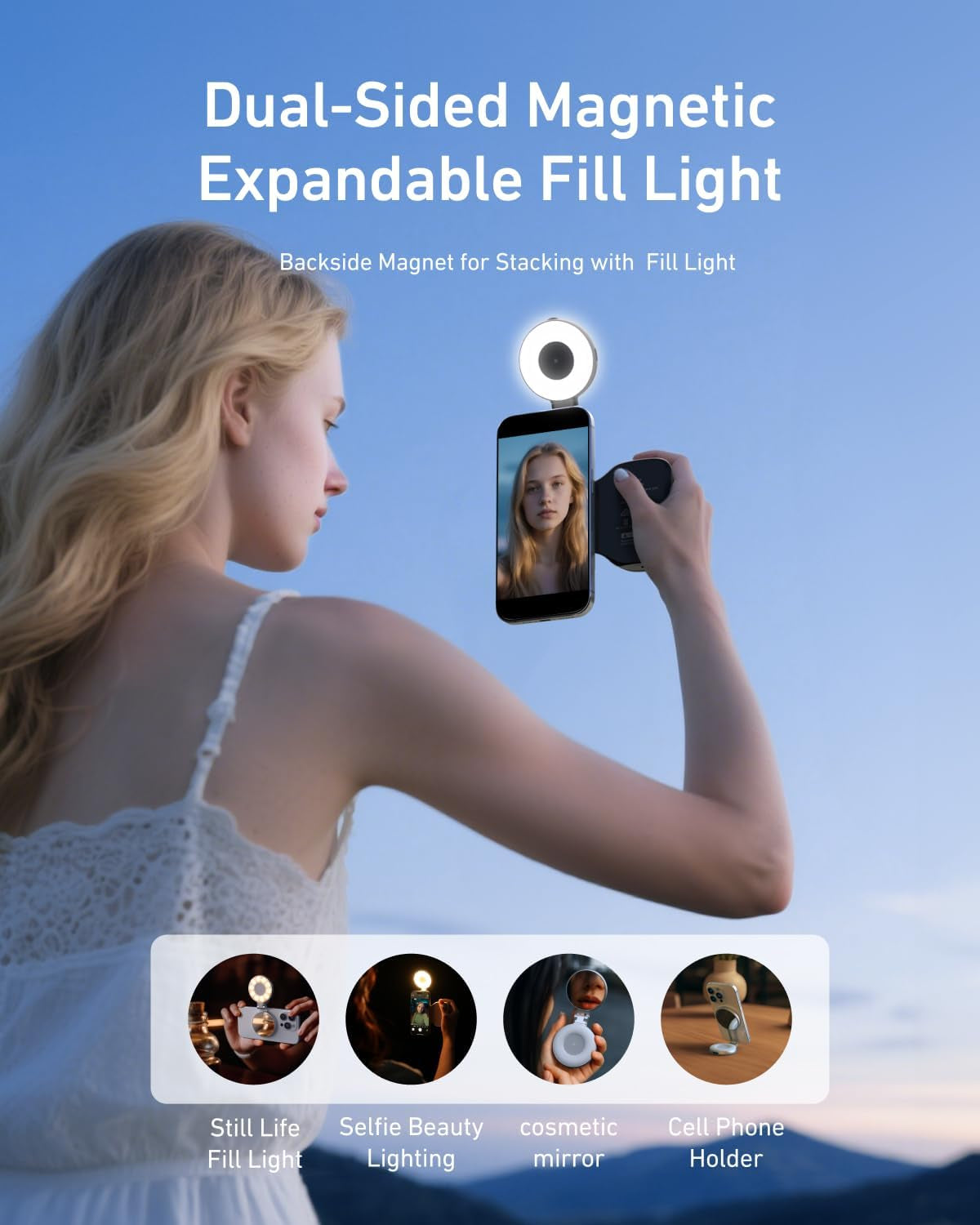Fun Shot Magnetic Phone Camera Grip and C03 Magnetic Selfie Light Creator Kit Compatible with iPhone MagSafe and Android - Bundle for Selfies, Photography, TikTok, Zoom Calls, and Video (Black)