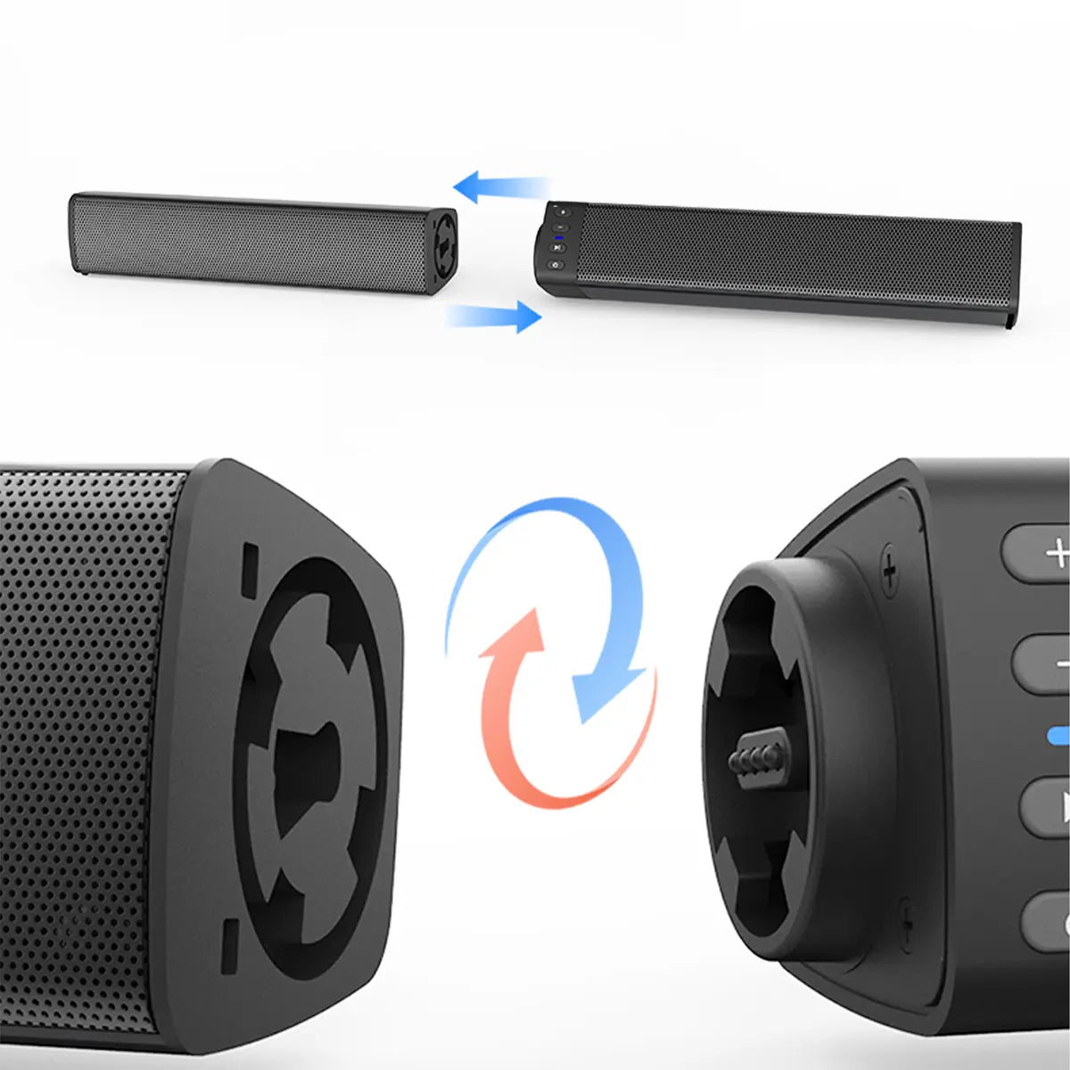 2-in-1 Wireless Sound Bar Speaker with Built-In Subwoofers for Smart TVs - Home Theater Audio System