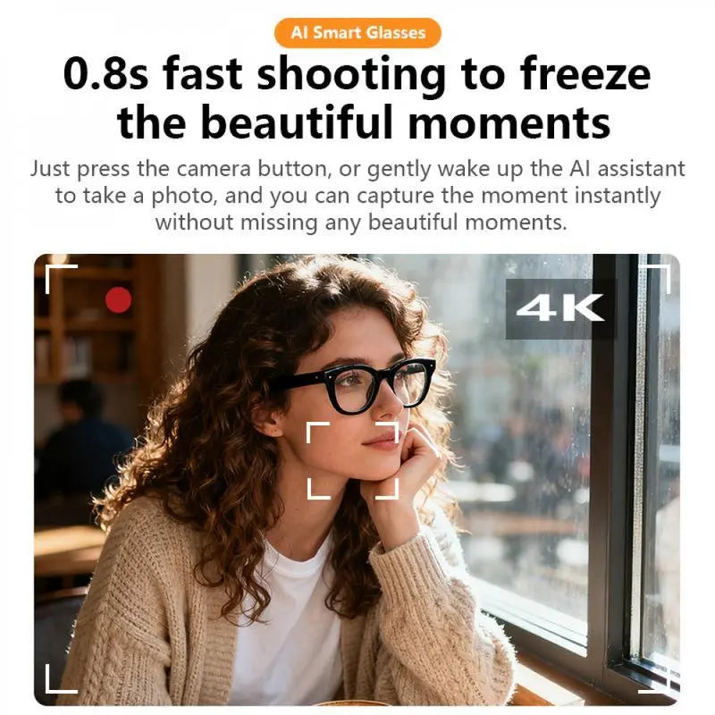 AI-Enhanced Smart Glasses with 8MP Camera and 1080P Video, Open-Ear Audio, Photo Recognition, Lightweight Design, and Photochromic Lenses for Men and Women