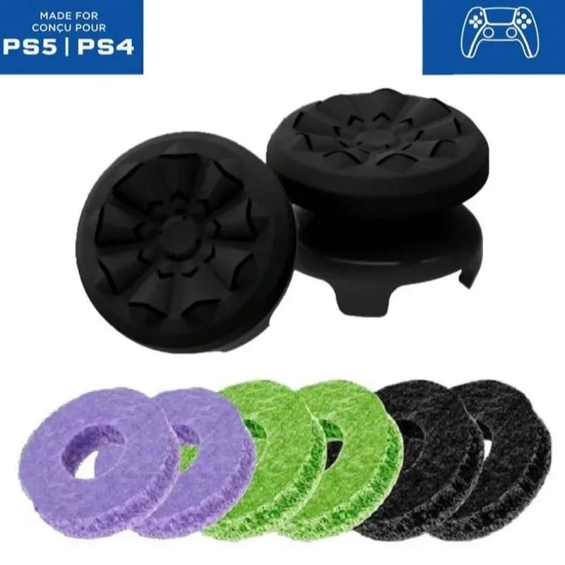 Precision Rings Thumbstick Aim Enhancement Kit for PlayStation 5 Controllers | Purple-Black Silicone Rubber Thumbsticks | 6-Piece Joystick Precision Rings for FPS Gaming