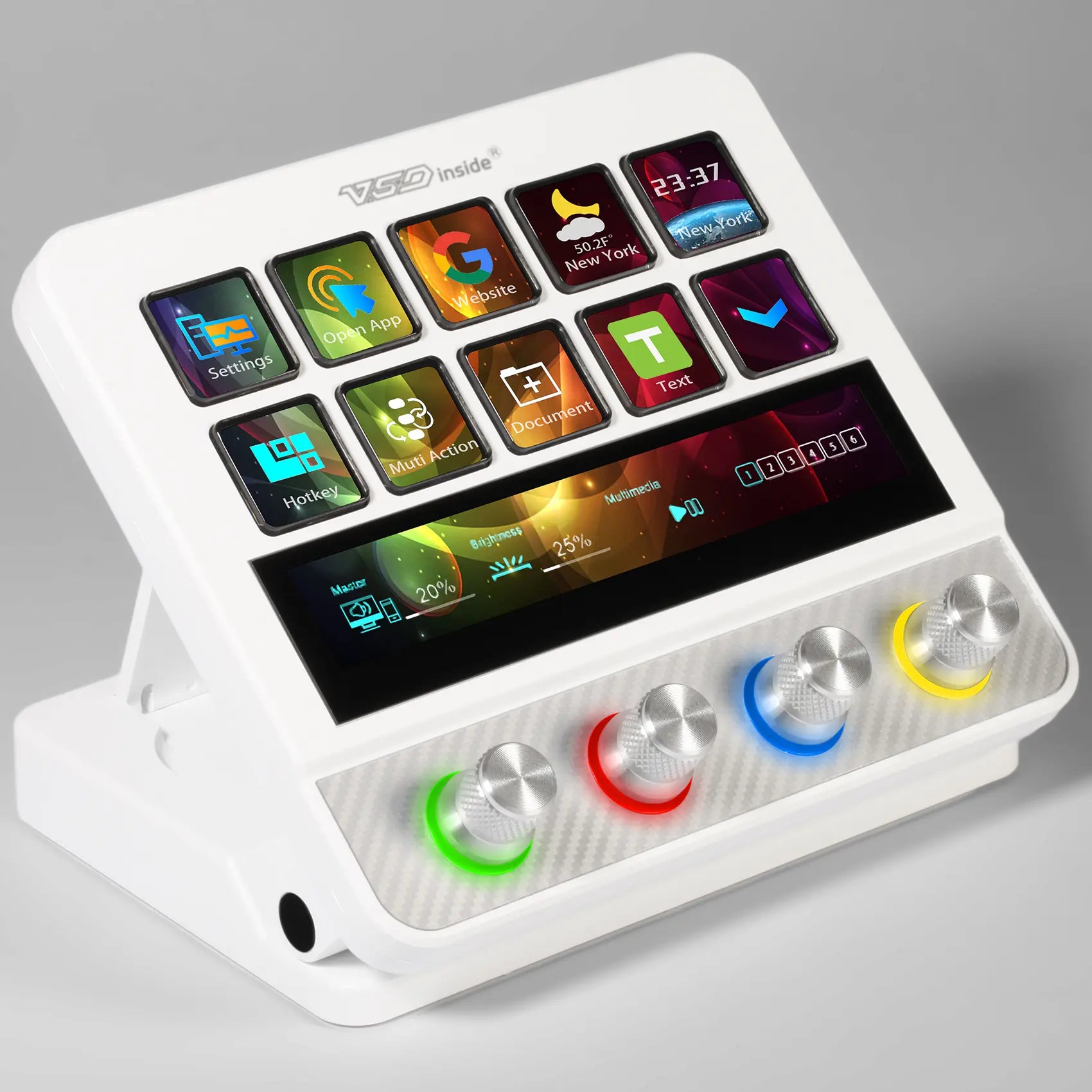 Vsdinside N4 Pro - All-in-One Customizable Keyboard Control Center with 10 LCD Keys, 4 Smart Knobs, and Touch Bar for Gaming, Streaming, and Content Creation on Mac & Windows
