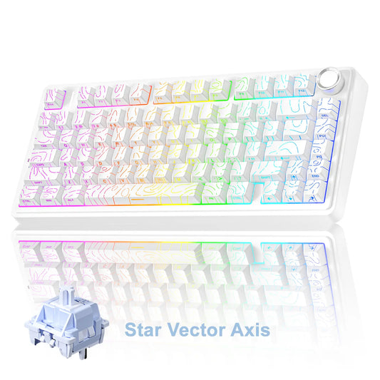 AULA F75 Pro Wireless Mechanical Gaming Keyboard - 75% Hot-Swappable, USB Rechargeable, RGB Backlit, PBT Side-Printed Keycaps, Multimedia Scroll Wheel, Ideal PC Accessories