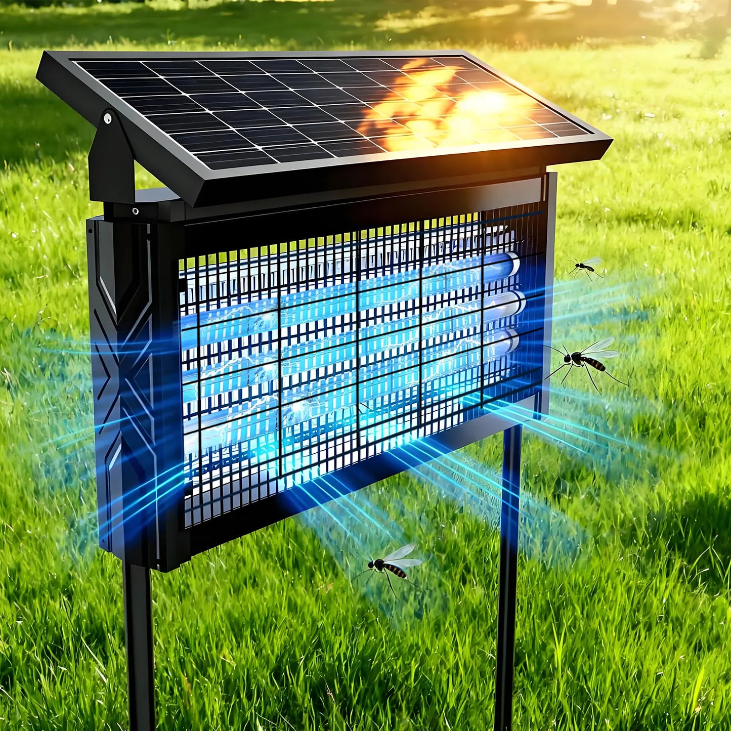4500V Solar Bug Zapper,3000Mah Rechargeable High Voltage Mosquito & Fly Trapper, 2 Modes, IPX 67, for Home, Garden, Patio,Outdoor,Summerwins