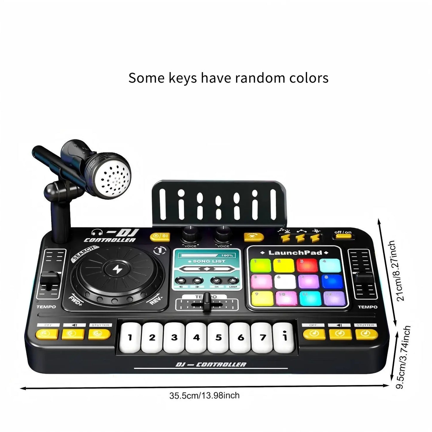 Multifunctional Digital DJ Controller with Microphone and Piano Keys - Educational Music Toy for Kids, Ideal for Home Entertainment