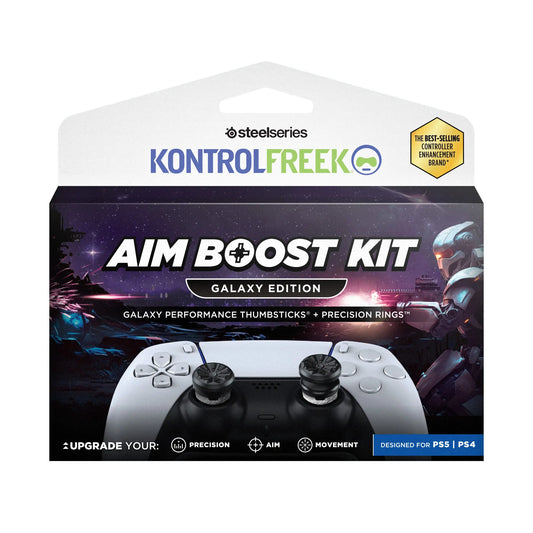 KontrolFreek Aim Boost Kit for PlayStation 5 and PlayStation 4 Controllers | Performance Thumbsticks and Precision Rings | Black Galaxy Edition