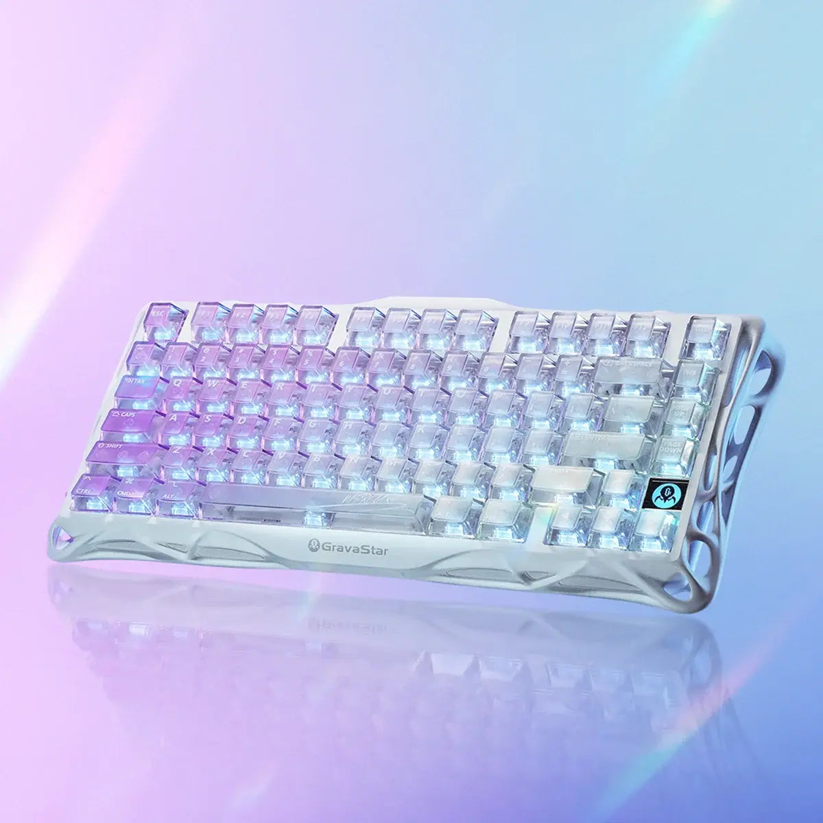 Gravastar Mercury K1 Lite Crystal Aurora 75% Mechanical Gaming Keyboard, 2.4Ghz/Bt/Wired Tri-Mode Wireless Keyboard, Gasket Hot Swappable Mechanical Keyboard, Pre-Lubed Linear Switches, RGB Backlit Summerwins