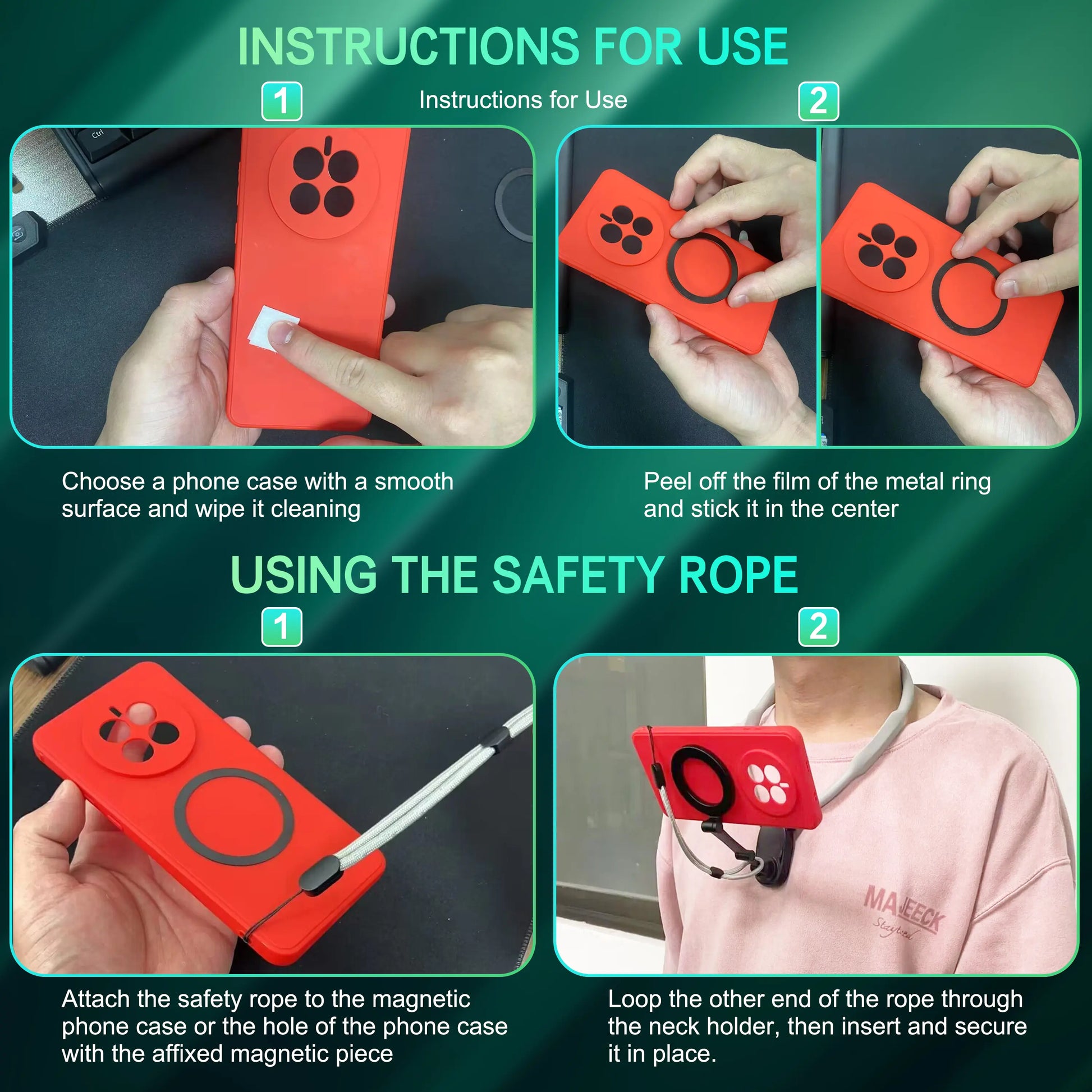 Magnetic Phone Neck Mount - Silicone-Steel Alloy Hands-Free Holder with Plug, Landscape-Ready Pov/Vlog Chest Strap for Iphone 17/16/15/14, Android Smartphones