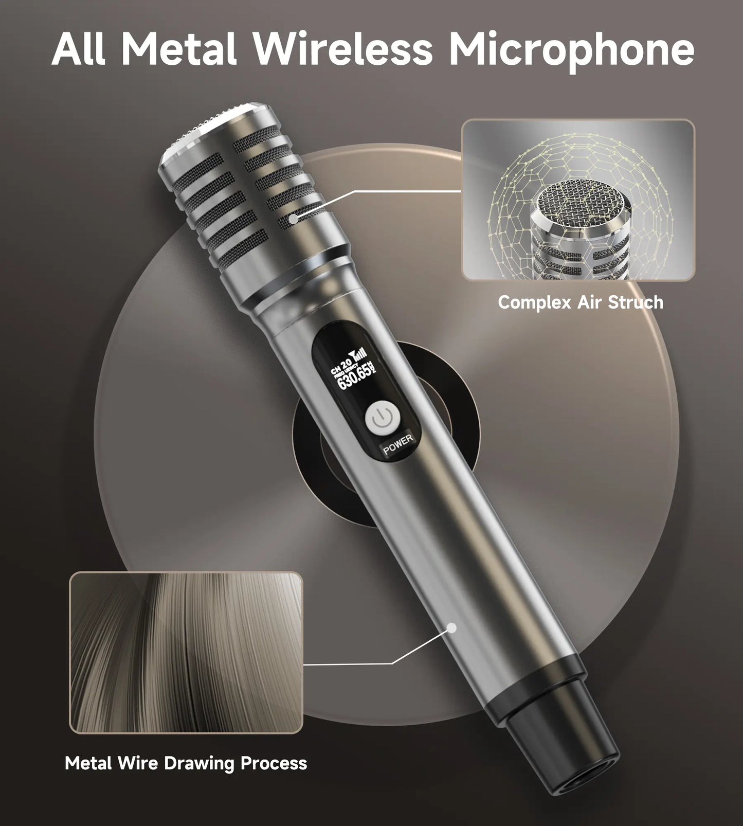 Professional Wireless Microphone System with One-to-One Chip Connection, Rechargeable Receiver, 40 Hours Battery Life, 200FT Range, Low Latency, Durable Metal Construction for Vocal Performance - Summerwins