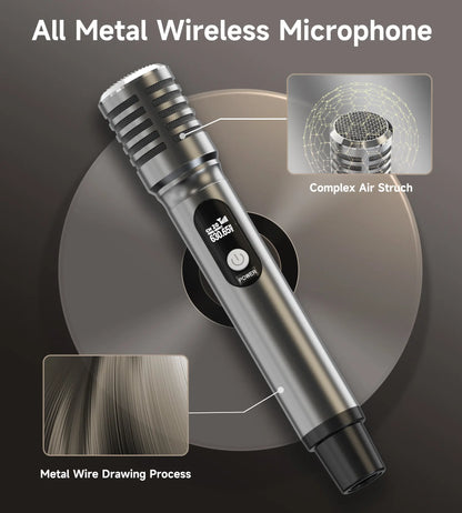 Professional Wireless Microphone System with One-to-One Chip Connection, Rechargeable Receiver, 40 Hours Battery Life, 200FT Range, Low Latency, Durable Metal Construction for Vocal Performance - Summerwins