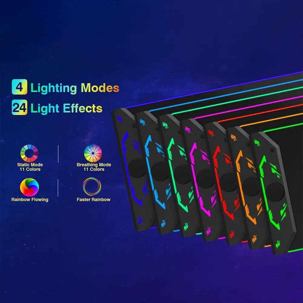 HIWE RGB Gaming Mouse Pad with 15W Magnetic Wireless Charging - Extra Large 35x15.8 Desk Mat with 24 Light Effects, Non-Slip Base, and Waterproof Design for Gamers