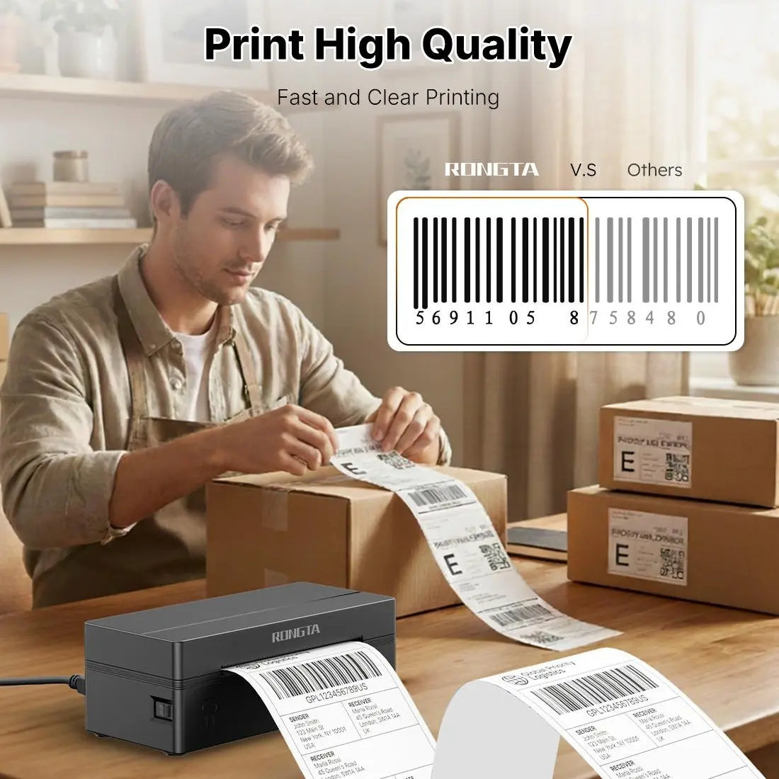 RT Wireless Bluetooth Thermal Label Printer - Compatible with iOS, Android, Windows, Mac, and Chromebook for Etsy, eBay, Shopify, and USPS Printing
